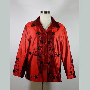 Ann Carson Silk Sequin/Embroidered Jacket